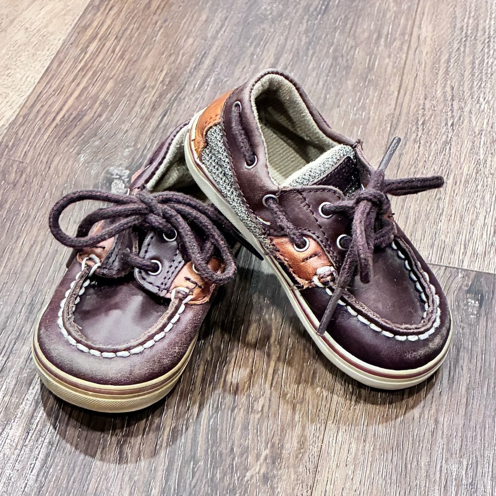 Sperry Bluefish Prewalker Brown Boat Shoes Top Sider Tan Size 4 Baby